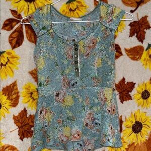 Self Esteem Multicolor Floral Cap Sleeve Blouse